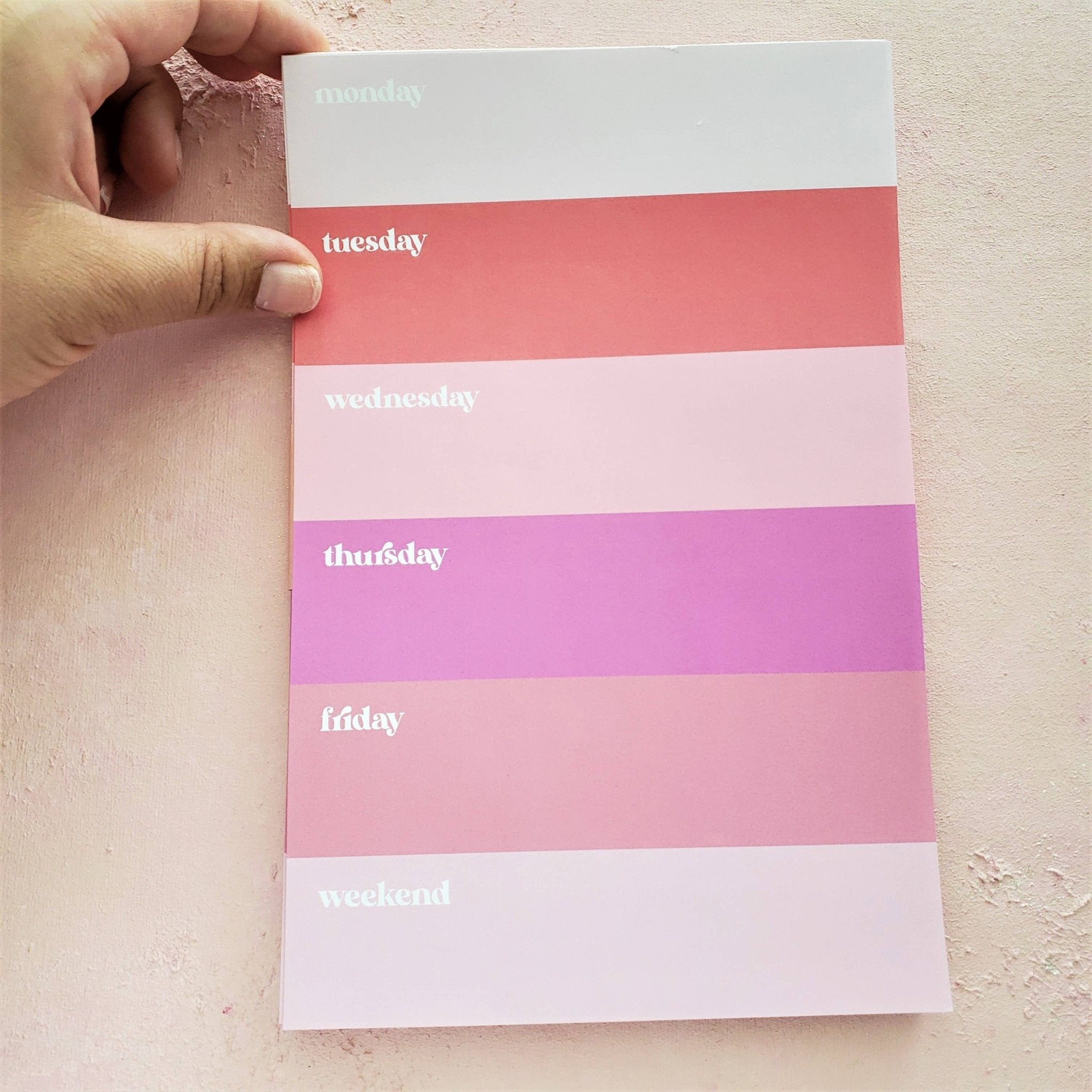 Pink and Red Color Block Undated Weekly Planner Notepad – Periwinkle Rose