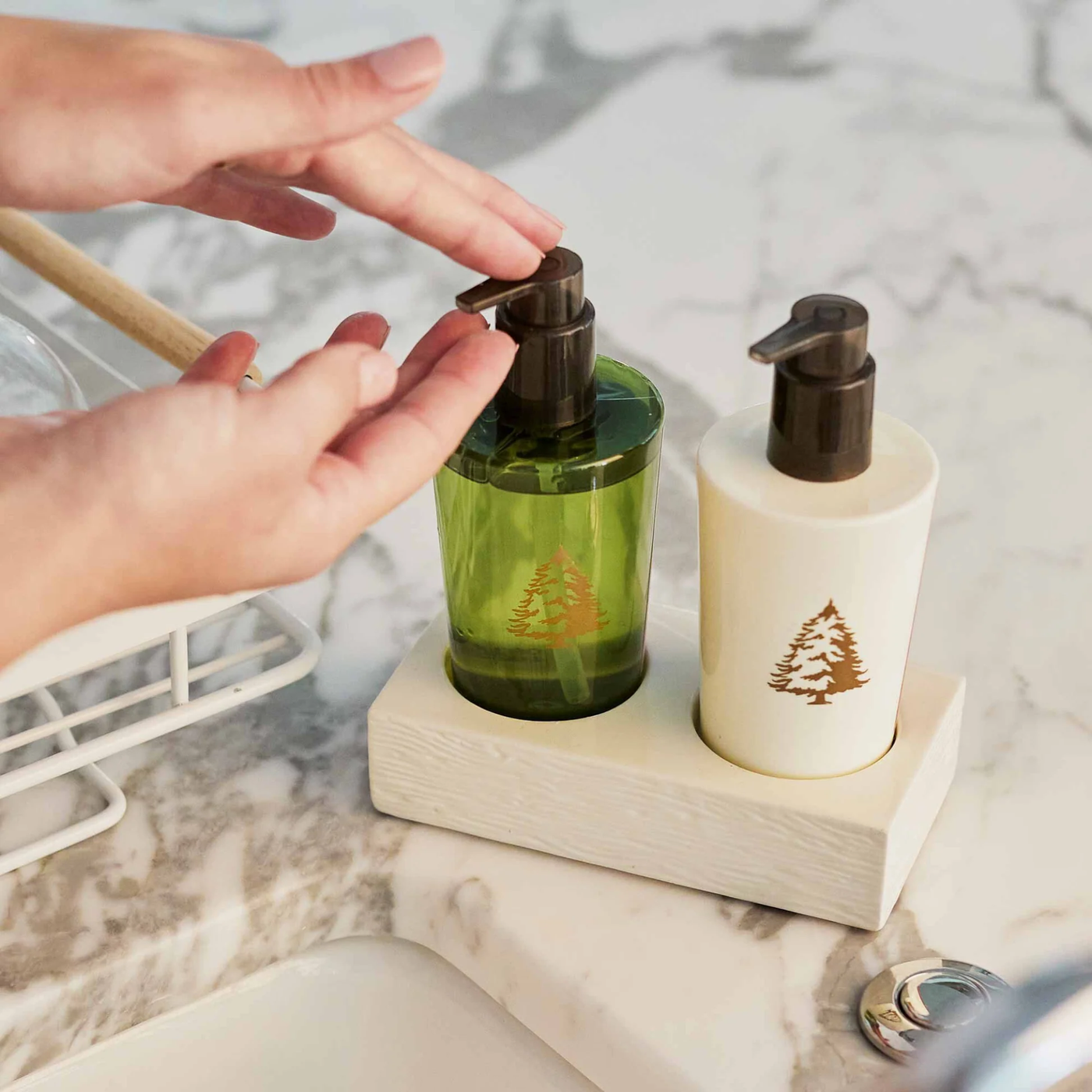 Thymes Frasier Fir Hand Wash & Hand Lotion Sink Set