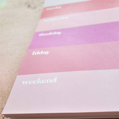 Pink and Red Color Block Undated Weekly Planner Notepad