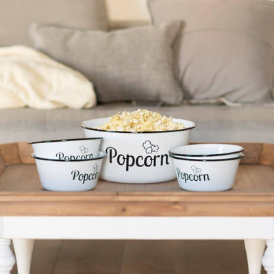 Metal White Popcorn Bowls (2 Sizes)