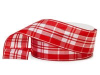 1 - 1/2" Red and White Plaid Ribbon (10 yds) - Periwinkle Rose