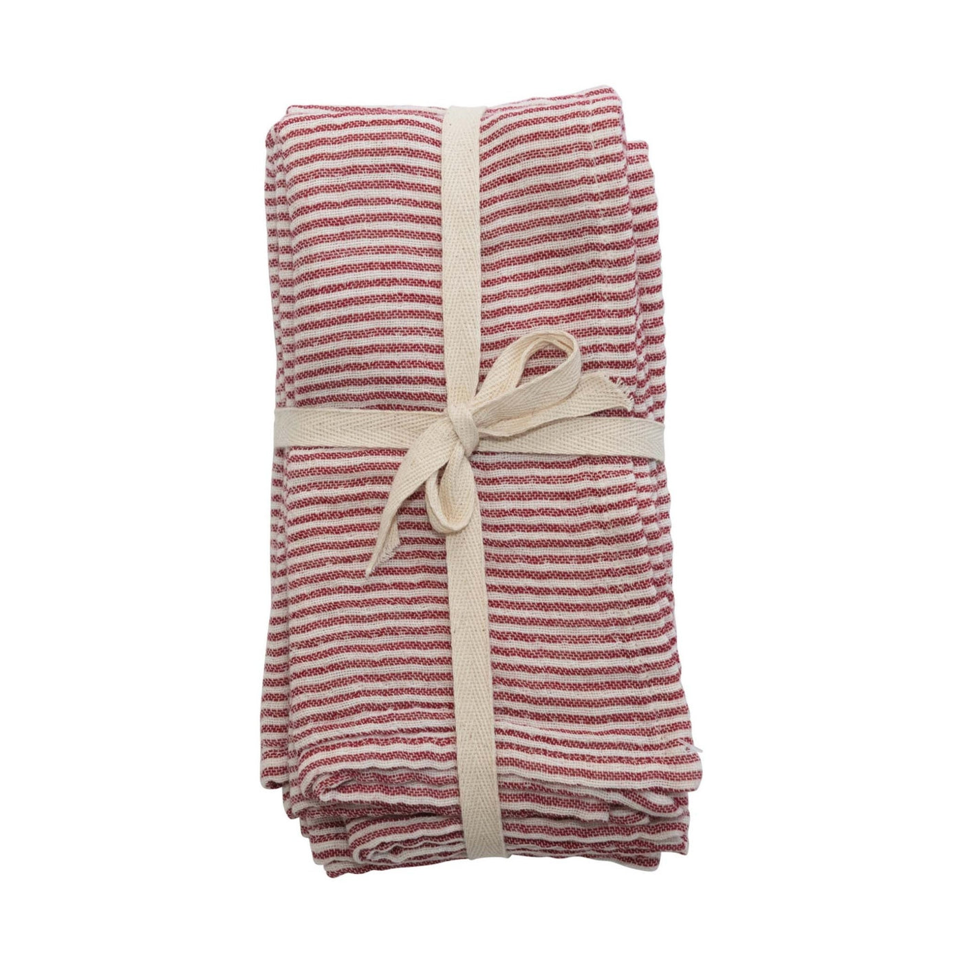 18" Square Red & Cream Stripe Napkins (Set of 4) - Periwinkle Rose
