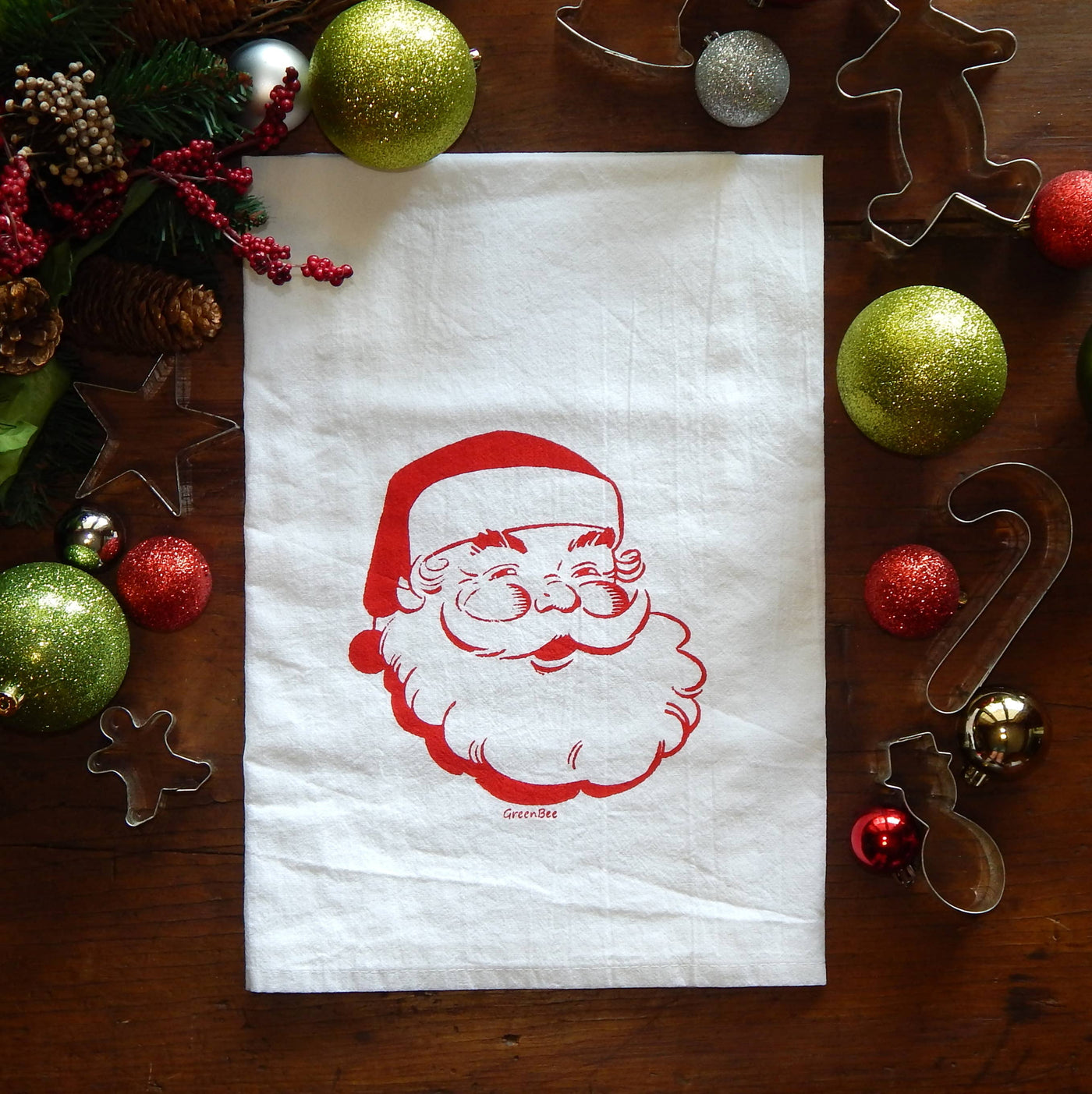 Jolly Santa Dish Towel | Tea Towels | Festive Dish Towels