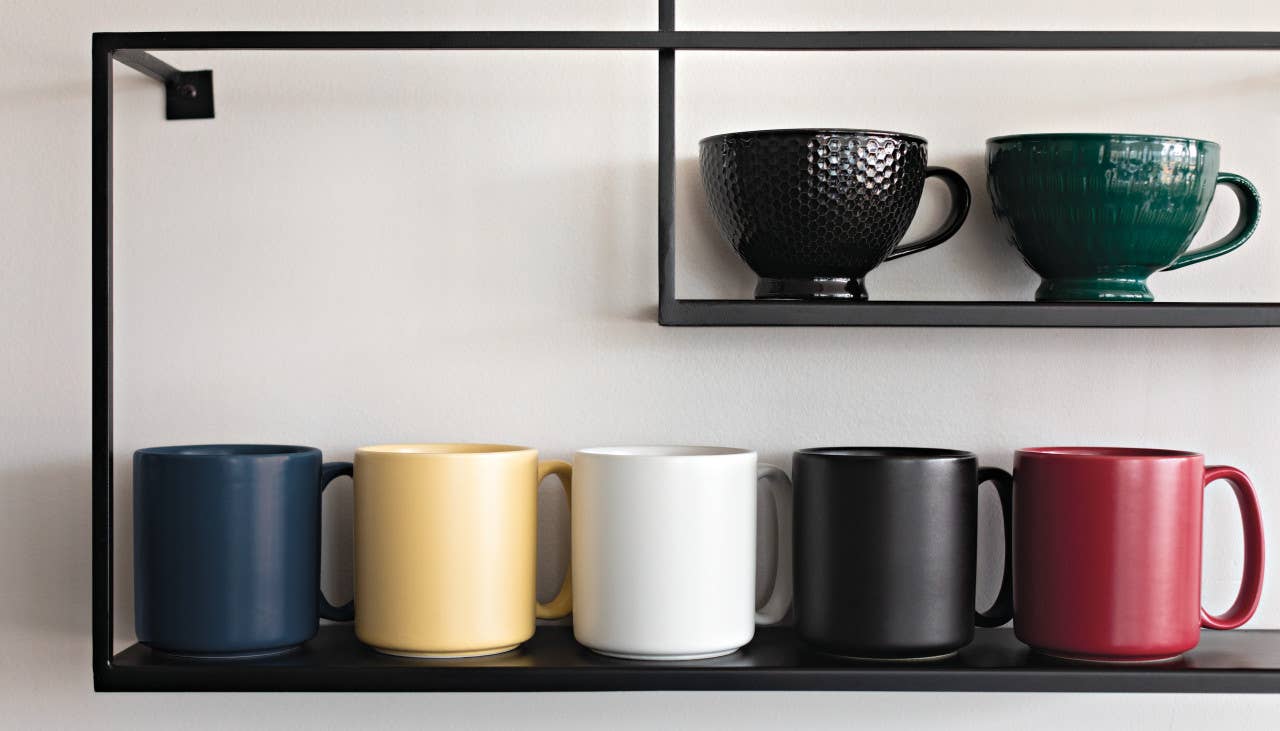 Black Stamped Latte Mug 14 oz