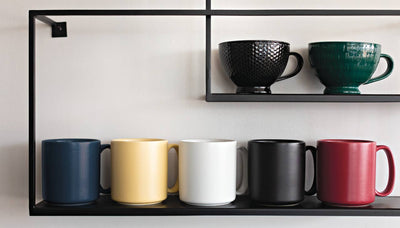 Black Stamped Latte Mug 14 oz