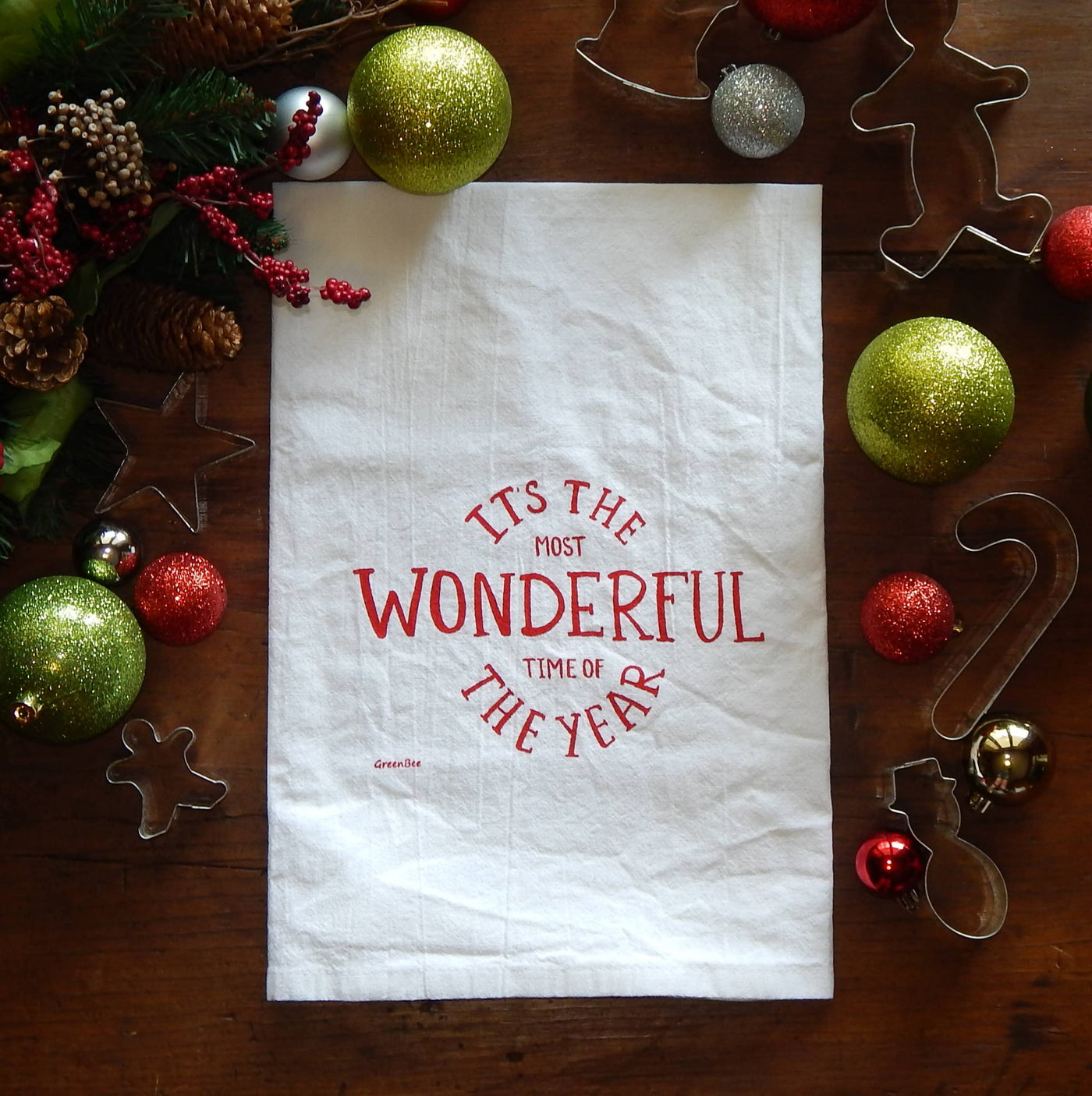 Wonderful Time Dish Towel | Tea Towel | Christmas Dish Towel