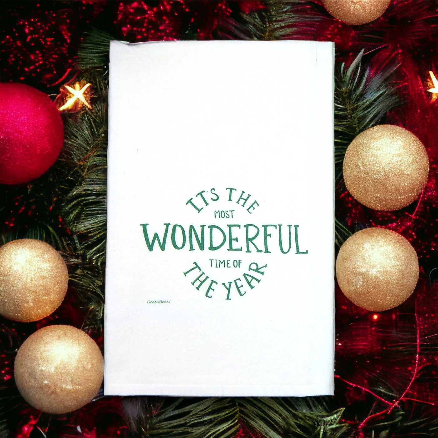 Wonderful Time Dish Towel | Tea Towel | Christmas Dish Towel