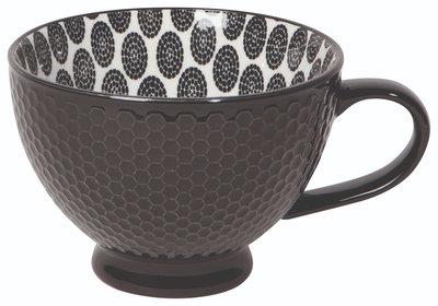 Black Stamped Latte Mug 14 oz