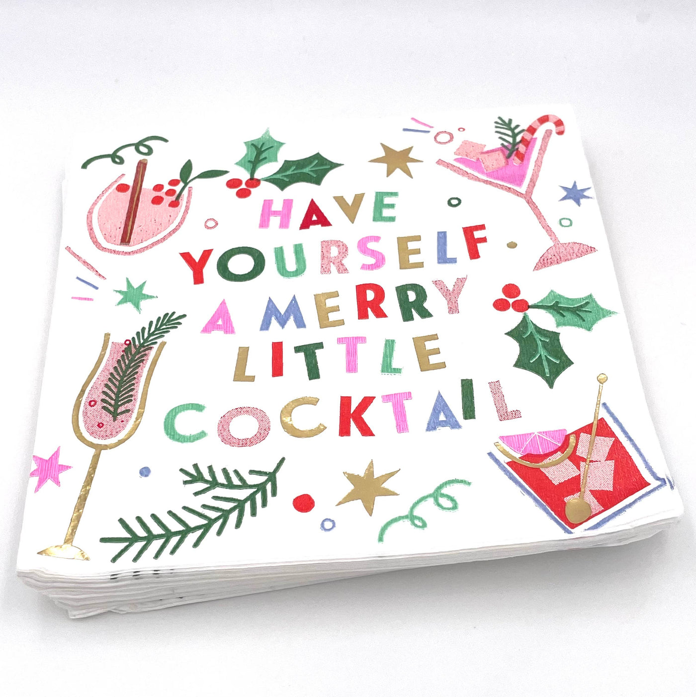 Christmas Napkins | Merry Little Cocktail - Foil - 20ct