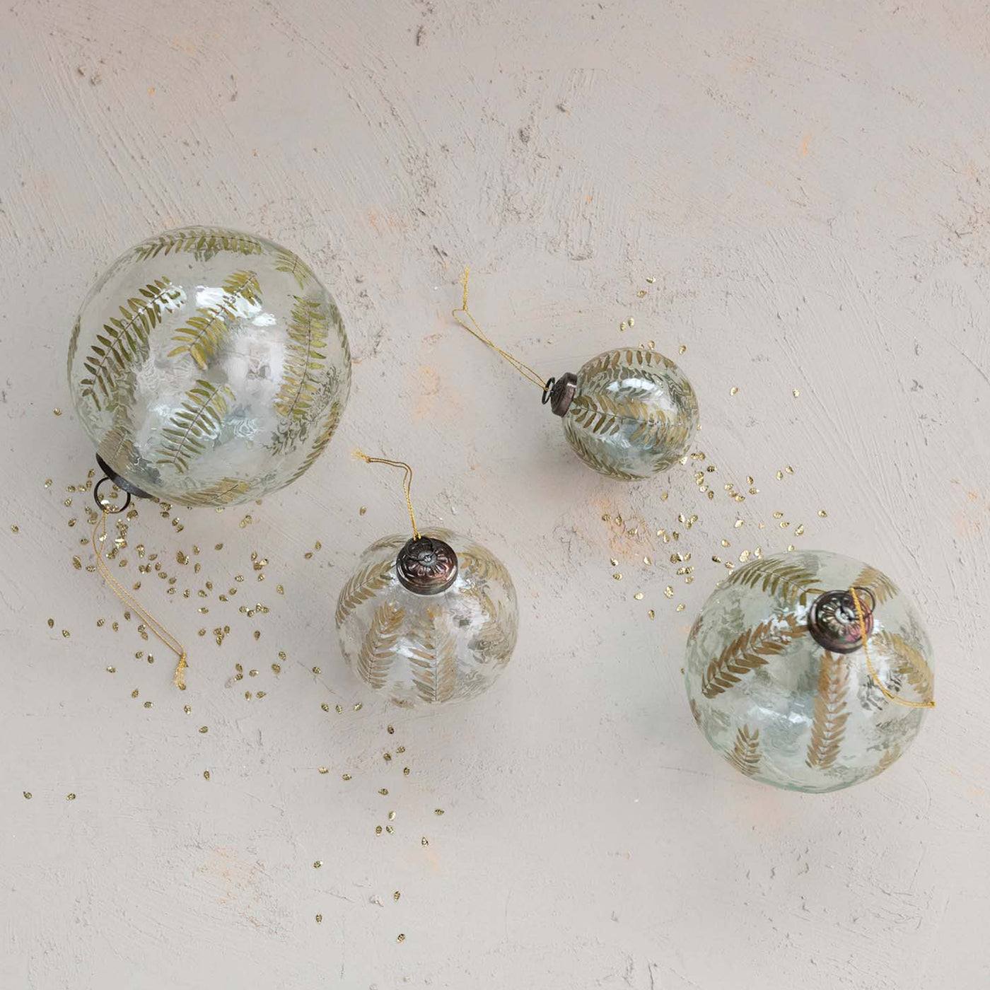 Embedded Natural Botanical Glass Ball Ornament