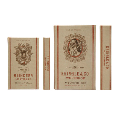 "Kringle & Co. Workshop" & "Reindeer Lighting" MDF & Canvas Book Storage Boxes (2 Sizes)