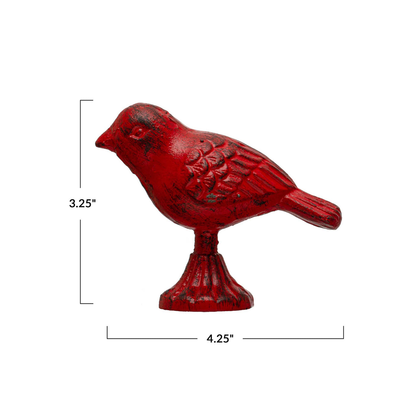 Cast Iron Distressed Red Bird