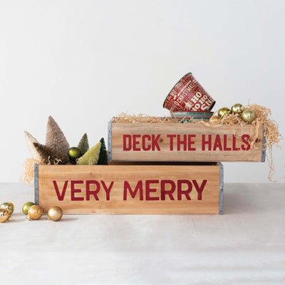 Deck The Halls & Very Merry Wood Boxes