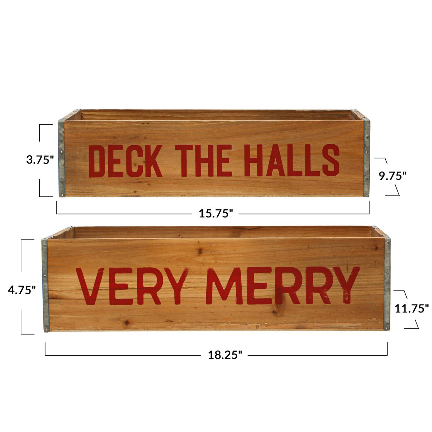 Deck The Halls & Very Merry Wood Boxes