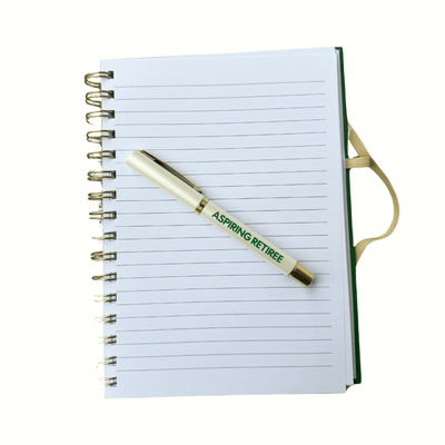 'Aspiring Retiree' Notebook with Pen - Periwinkle Rose