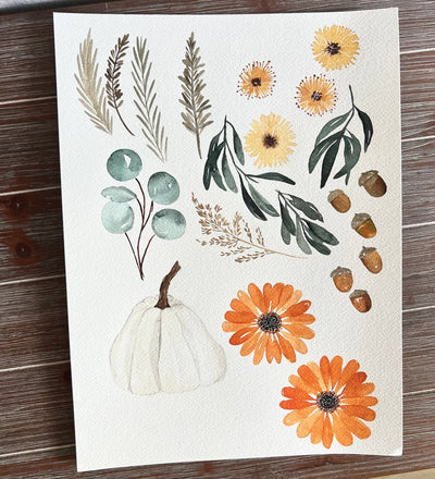 Autumn Tea Towel - Periwinkle Rose