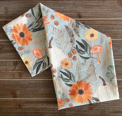 Autumn Tea Towel - Periwinkle Rose