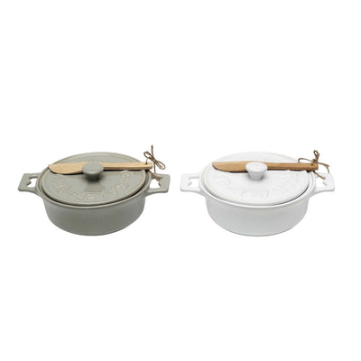 Brie Baker with Lid and Spreader - Periwinkle Rose