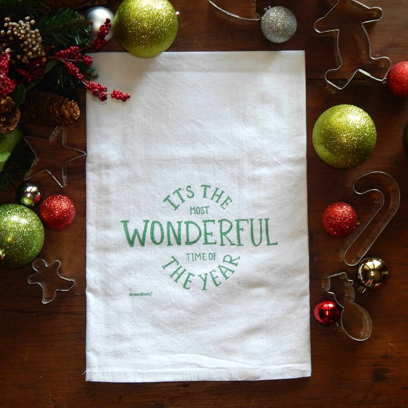 Wonderful Time Dish Towel | Tea Towel | Christmas Dish Towel