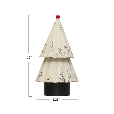 Distressed Red & Cream Metal Tree (2 sizes) - Periwinkle Rose