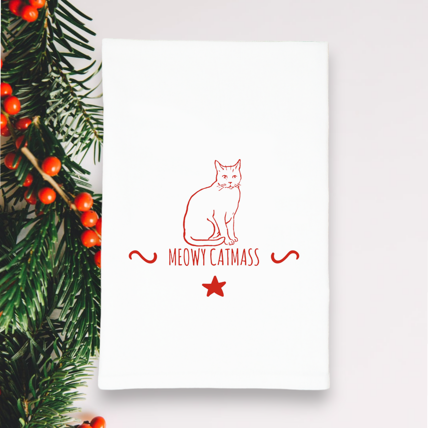 Meowy Catmass Dish Towel | Tea Towels | Christmas Dish Towel