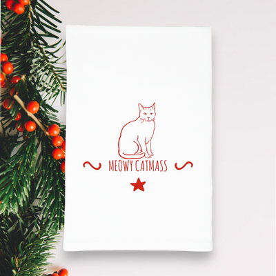 Meowy Catmass Dish Towel | Tea Towels | Christmas Dish Towel