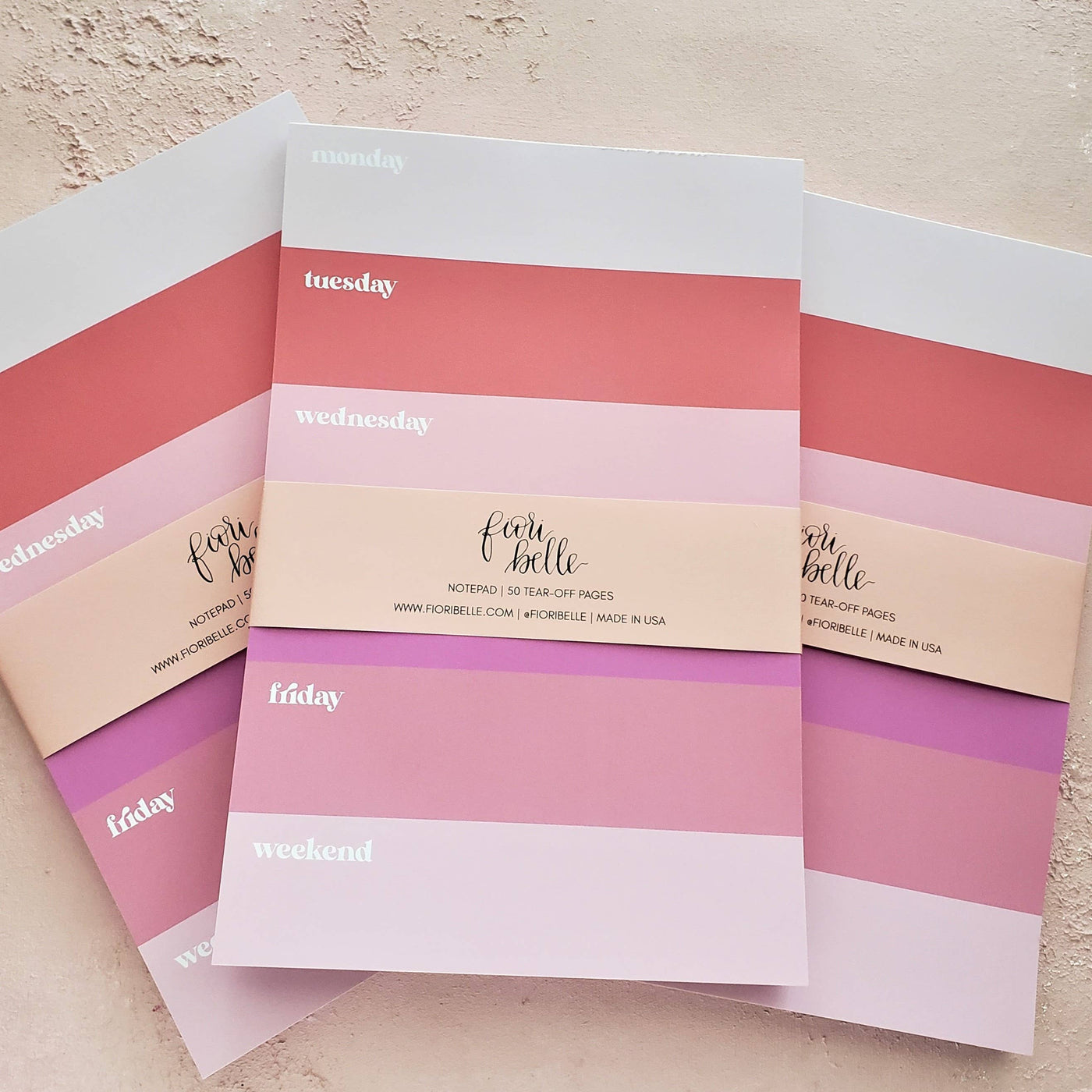 Pink and Red Color Block Undated Weekly Planner Notepad