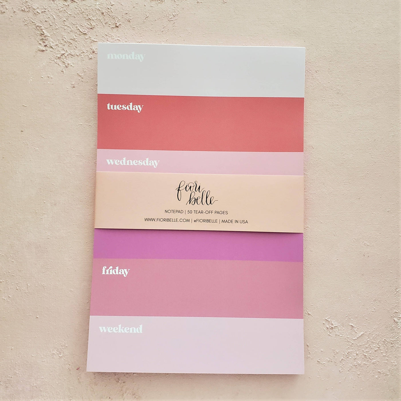 Pink and Red Color Block Undated Weekly Planner Notepad