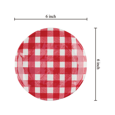 Gingham 6" Melamine Plates, Red - Periwinkle Rose