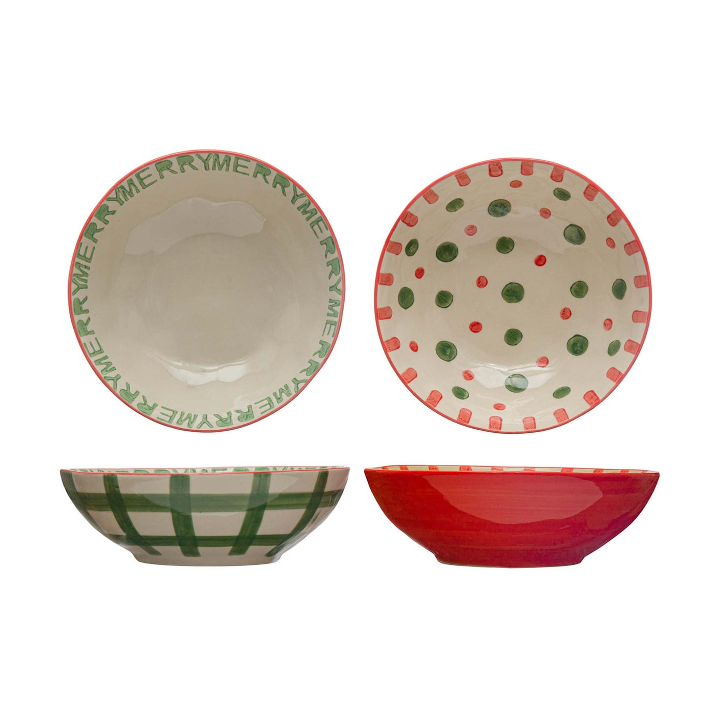 Hand - Painted Round 7" x 2 - 1/4"H Stoneware Bowl (2 styles) - Periwinkle Rose