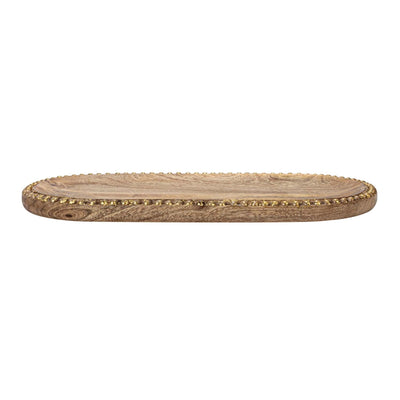 Mango Wood Beaded Tray with Gold - Periwinkle Rose