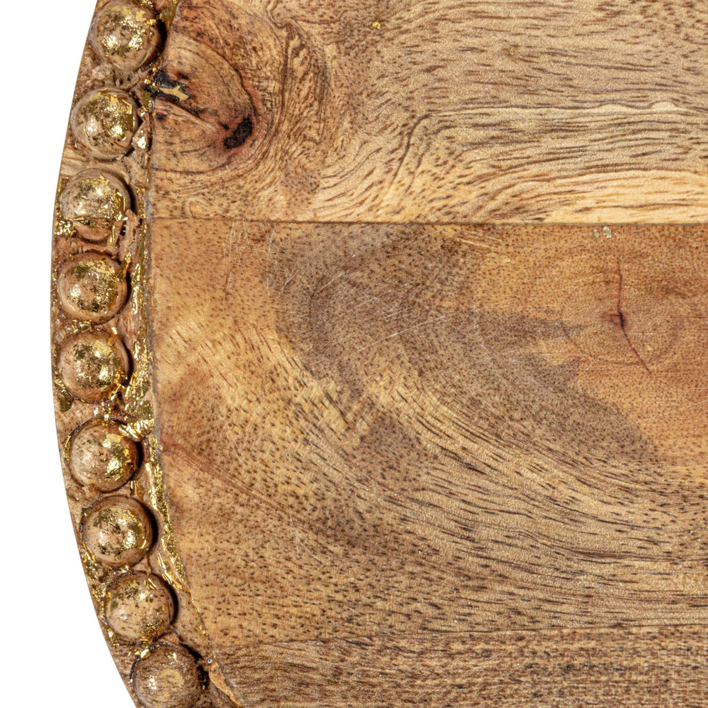 Mango Wood Beaded Tray with Gold - Periwinkle Rose