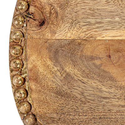 Mango Wood Beaded Tray with Gold - Periwinkle Rose