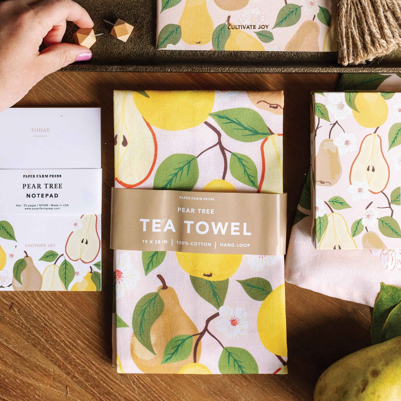 Pear Tree Tea Towel - Periwinkle Rose