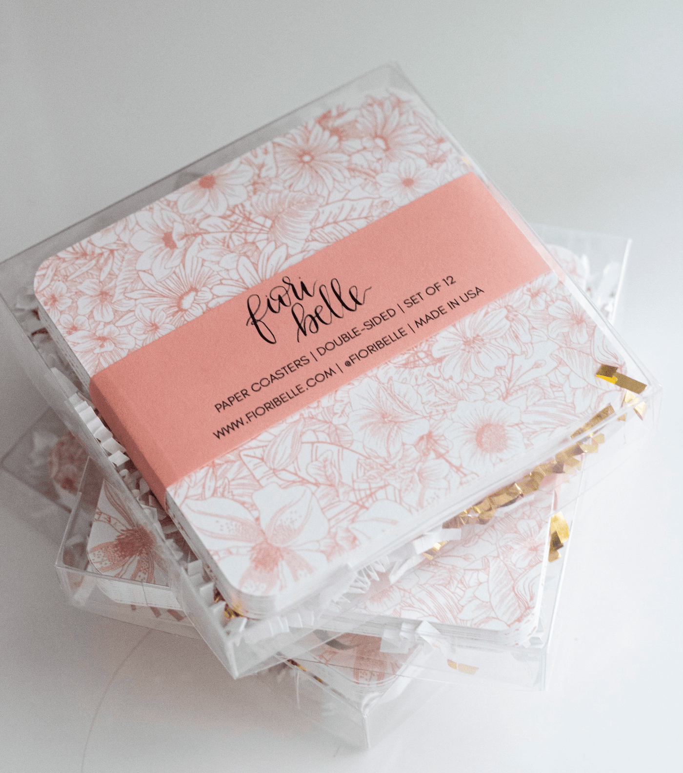 Pink Floral Paper Coasters - Periwinkle Rose