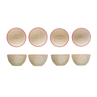 Red Rimmed Holiday Bowl (4 styles) - Periwinkle Rose