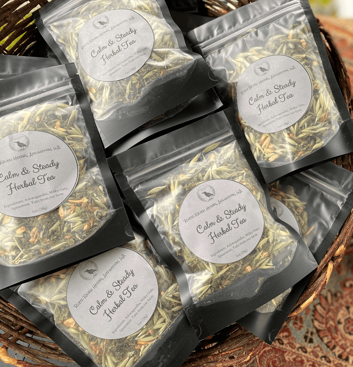 River Raven Herbs Calm & Steady Herbal Tea - Periwinkle Rose