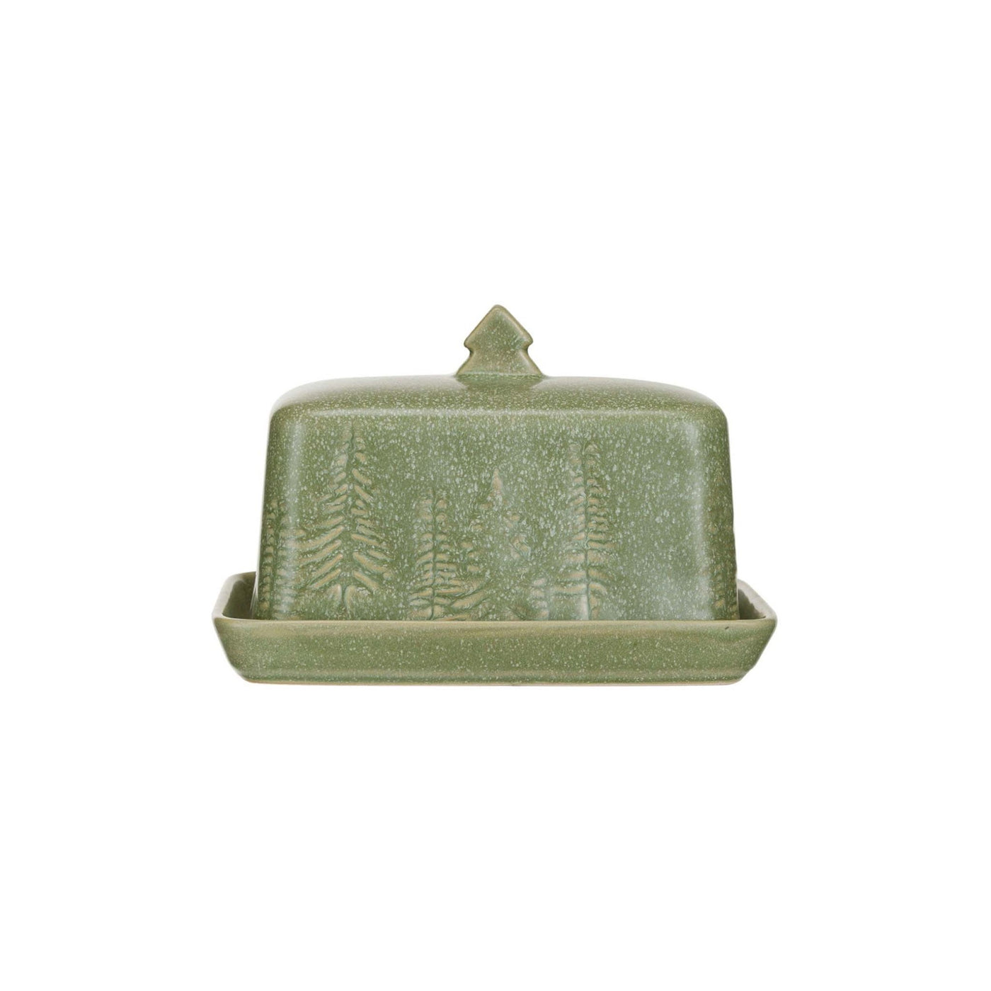 Stoneware Butter Dish with Trees - Periwinkle Rose