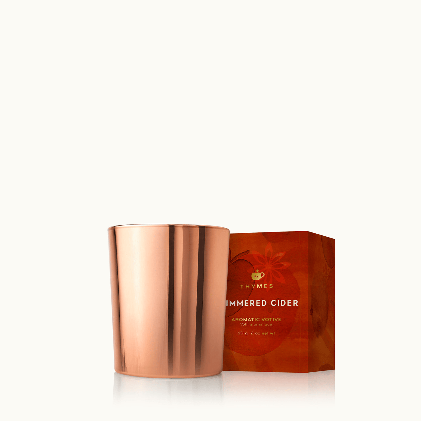 Thymes Simmered Cider Metallic Votive Candle - Periwinkle Rose