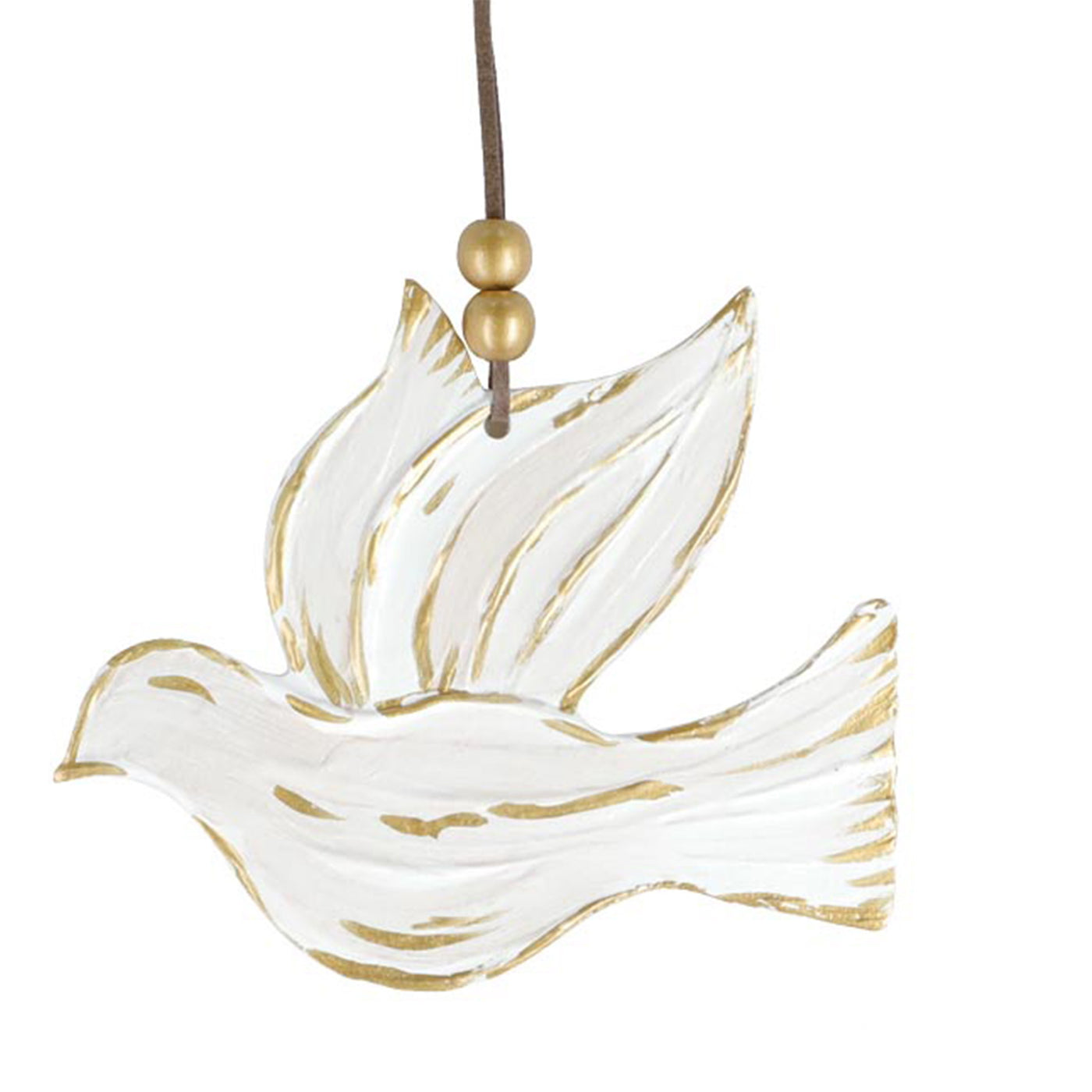 Wood Dove Ornament with Gold Accents