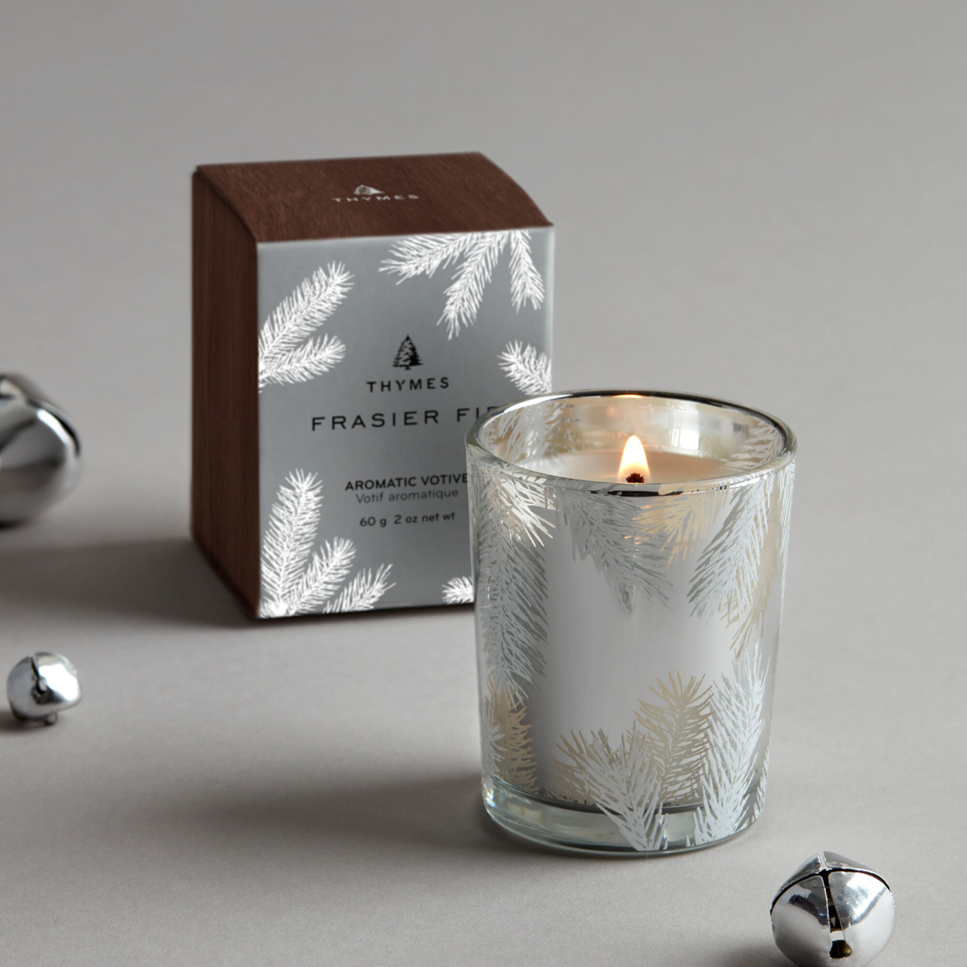 Thymes Frasier Fir Silver Statement Votive Candle
