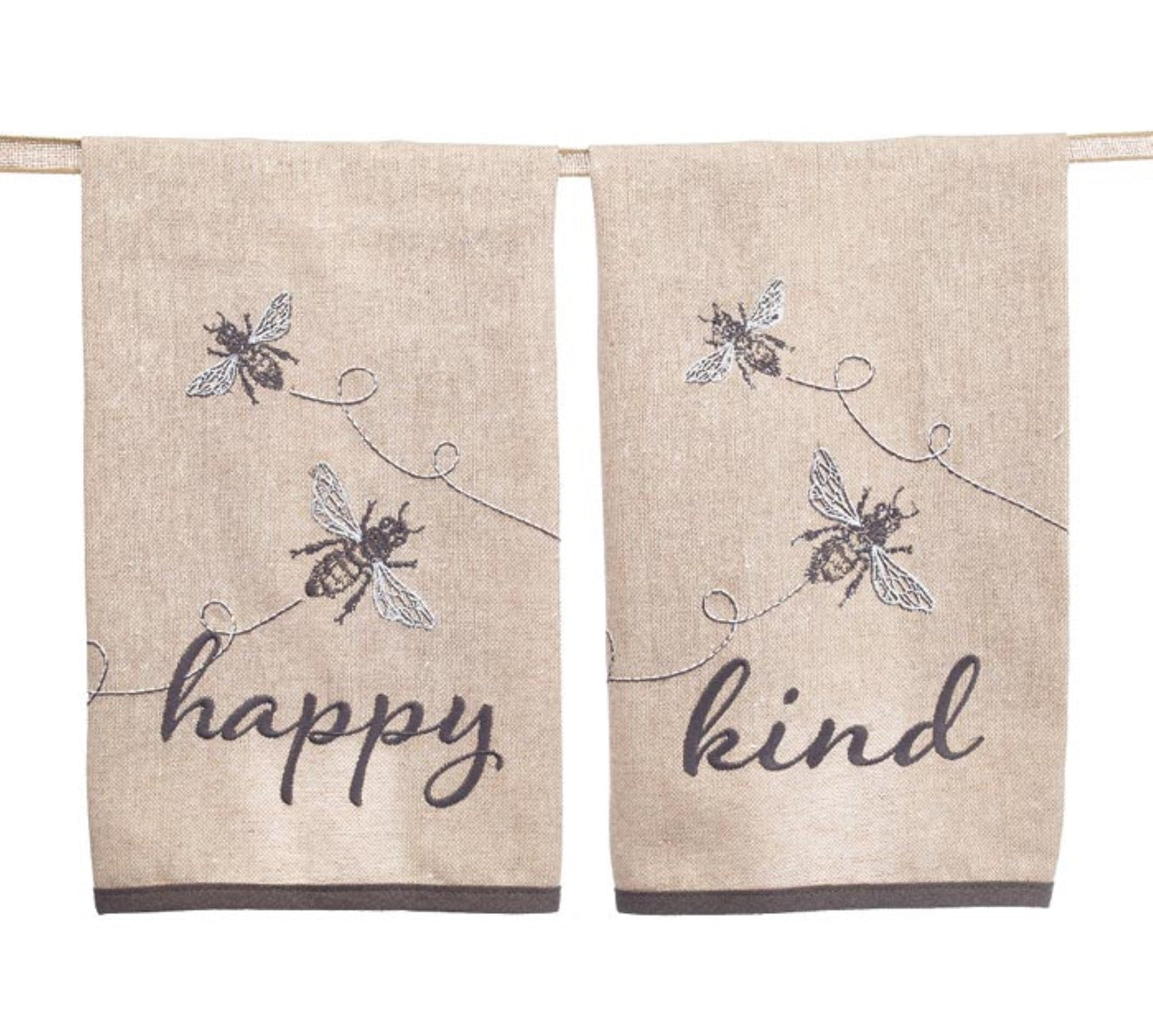 Bee Happy & Bee Kind Tea Towels - Periwinkle Rose