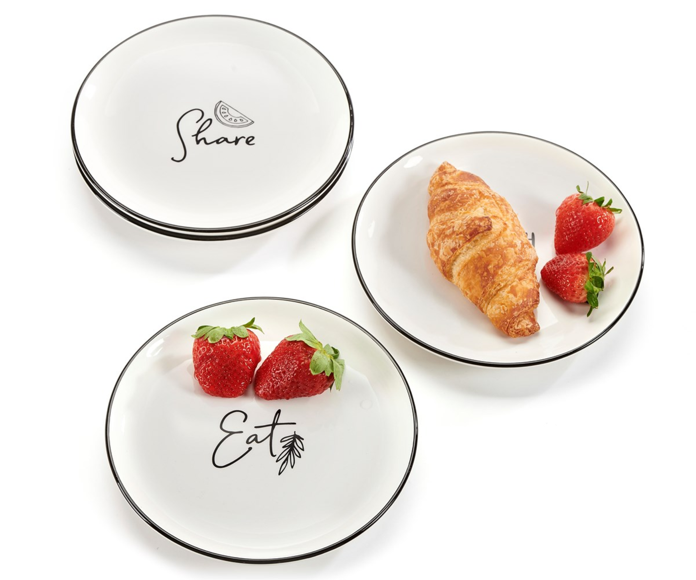8" Ceramic Plates -- Share, Crunch, Munch, Eat