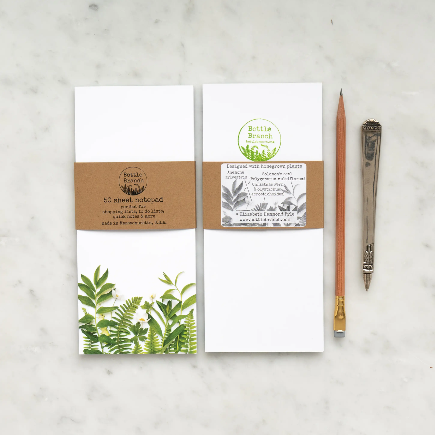 Bottle Branch Greenery with Ferns Notepad