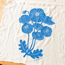 Honeyberry Studios Blue Poppy Flour Sack Tea Towel - Periwinkle Rose