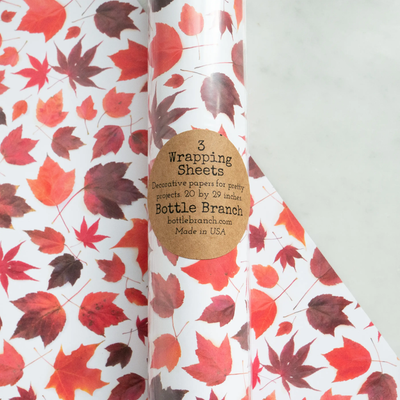 Bottle Branch Red Maple Leaves Wrapping Paper Sheets